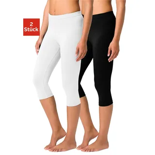 Caprileggings, Damen, Gr. 36/38, N-Gr, schwarz (1x weiß, 1x schwarz), Single Jersey, Obermaterial: 95% Baumwolle, 5% Elasthan, VIVANCE ACTIVE BY LASCANA, unifarben, Basic, eng 3/4-Länge, Hosen Caprileggings, mit Gummibund, Loungewear, Topseller