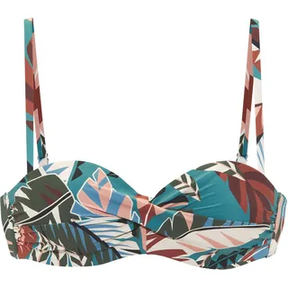 Bügel-Bandeau-Bikini-Top BUFFALO "Moana", Damen, Gr. 38, Cup C, aqua bedruckt, Recycling-Polyamid, bedruckt, Bikini-Oberteile Bügel-Bandeau-Bikini-Top, mit modernem Allover-Print