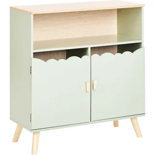 BELIANI Bücherregal mit Stauraum Hellgrün Holz Kiefer Holz MDF Regal - Grün, Braun