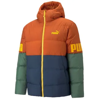 Puma Daunen-Winterjacke Power Hooded Down Puffer orange/blau/grün Herren