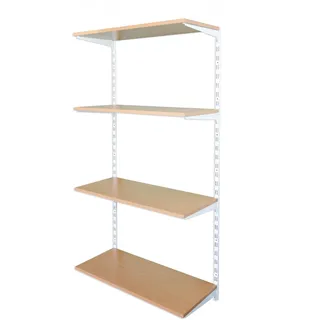 Biedrax Wandregal - Grundregal 20 x 60 x 150 cm, Farbe weiss - 4 Fachboden Buche