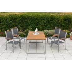 Bild »»Siena««, (Set, 5 tlg., Pulverbeschichtetes Aluminiumgestell, Tischplatte aus Akazienholz), Ausziehtisch: LxB: 150-200 x 90 cm grau