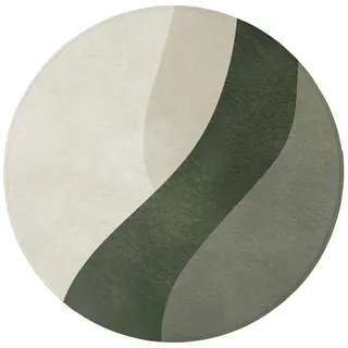 OnlyWow Badematte Japandi - Grün - Abstrakt - Modern Badvorleger 70x70 cm , Textil , Füllung: Polyurethan (Pur) , Rund , 70x70 cm , Heimtextilien, Badtextilien, Badematten