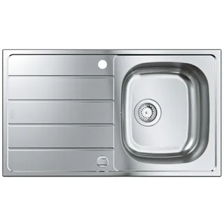 Grohe K200 1 Becken links Einbauspüle Edelstahl satin finish Drehknopfventil 860 x 500 mm