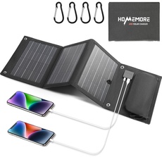 HOMEMORE 28 W tragbares Solarladegerät mit QC3.0 USB/Typ-C-Anschluss, Solarpanel, faltbar, ideal für Handy, Tablet, Powerbank, Kamera und so weiter