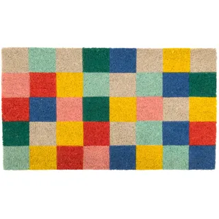 Fisura - Fußmatte außen Tabellen Fußmatte aus Kokosnuss mit Rutschfester PVC-Rückseite. Fußabtreter für den Eingang. Handbemalt. Abmessungen:70 x 40. Quadrate