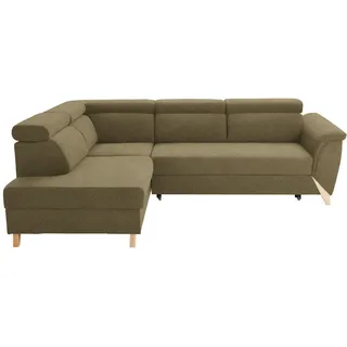 Stylife Ecksofa , Olivgrün , Holz , Buche , vollmassiv , Ottomane links, L-Form , 265x200 cm , Stoffauswahl, seitenverkehrt erhältlich, Rücken echt , Wohnzimmer, Sofas & Couches, Wohnlandschaften, Ecksofas