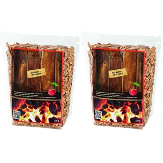 RÖSLE Räucherchips Kirsche, 750 g, für Räucherbox auf Smoker, Holzkohle- und Gasgrills, rauchaktiv, naturbelassenes Holz, Braun (Packung mit 2)