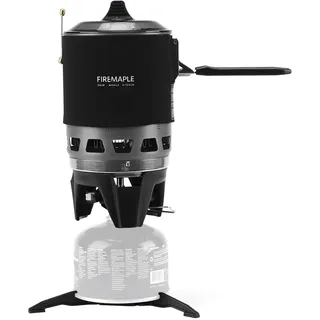 Fire-Maple FMS-X3 0,8L Campingkocher mit Piezo-Zündung & Topfhalterung Tragbarer Gaskocher mit Gasflaschen-Stabilisator Für Outdoor, Trekking, Wandern (Schwarz)