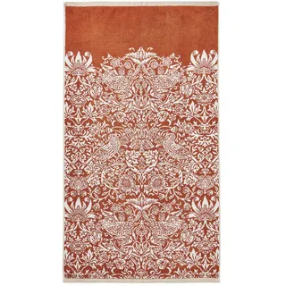William Morris at Home Handtuch Erdbeerdieb 70x125 , Rot, Beige , Textil , Floral, Tiere, Vintage , Füllung: Baumwollfüllung , Rechteckig , 125x70 cm , Heimtextilien, Badtextilien, Badetücher