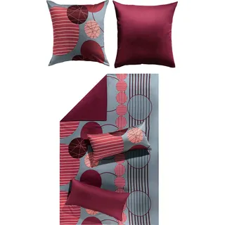 Erwin Müller Wendebettwäsche Mako-Satin rot-grau Größe 1x 135x200 cm + 1x 40x80 cm