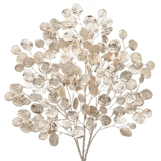 Oairse 3er-Set 60cm Gold Künstliche Eukalyptus Pflanzen, Kunstzweig Weihnachten Deko Weihnachtsblätter Zweig für Heimdekoration, Weihnachtsbaum Neujahr Ornamente, Christbaumschmuck