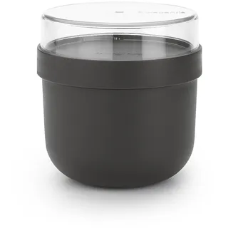 Brabantia - Make & Take Frühstücksschale 0.5L - mit Aufschraubbarem Topping-Behälter (180 ml) - Auslaufsicher - Große Öffnung - Gefriergeeignet - Spülmaschinen- & Mikrowellenfest - Dark Grey