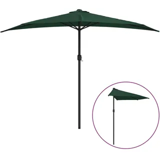 vidaXL Balkon-Sonnenschirm mit Alu-Mast Grün 300x155 cm Halbrund - Grün
