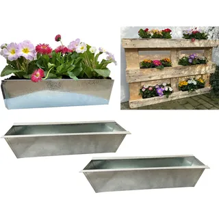 2er Set Zink Paletten Blumenkästen Balkonkästen Einsatz für Europaletten 38 cm