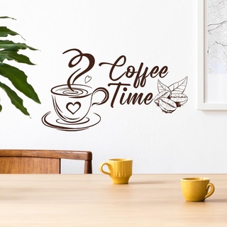 COVPAW Wandtattoo Kaffee Zeit Kaffee Becher Kaffee Tasse Wandaufkleber Selbstklebend Kaffee Ecke Cafe Cappuccino latte macchiato Espresso Wohnzimmer Küche Wandsticker Wanddeko (COFFEETIME)