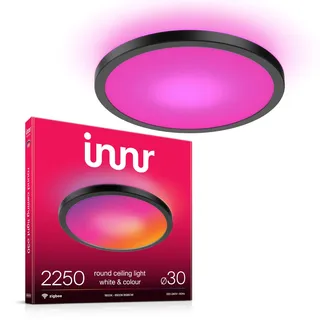 innr Smart LED Deckenlampe 30cm, Zigbee, funktioniert mit Hue*, Alexa (Bridge erforderlich), White & Color, Deckenleuchte Wohnzimmer, RGB LED Lampe Dimmbar, schwarz, 2250 Lumen
