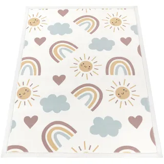 Paco Home Kinderteppich »Emilia 352«, rechteckig, 24 mm Höhe, Kurzflor, Sonne, Wolken, Regenbogen, sehr weicher Flor Paco Home Mehrfarbig B: 80 cm   1 St.