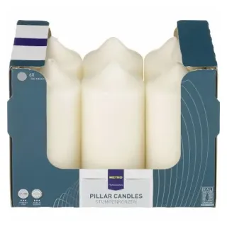 MP Stumpenkerzen, Brennlicht für ein schönes Ambiente, Format: 130 x 58 mm, 1 Karton = 6 Stück, Farbe: weiß