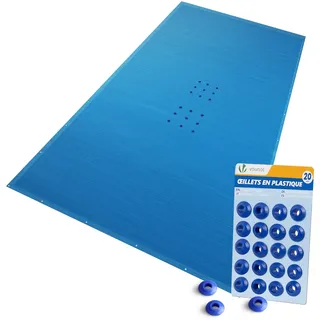 VOUNOT® Poolabdeckung Rechteckig 5x10m, Pool Abdeckplane PE 160g/m2, Wasserdicht UV-beständig Reißfest, Doppelte Poolplane mit DIY-Drainagelöchern & Aluminiumösen, für Aufstellpools, Dunkelblau