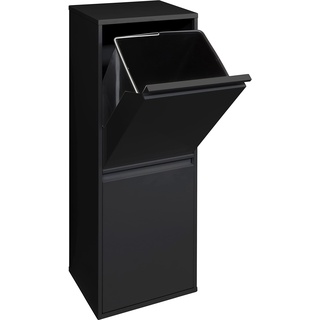 ARREGUI Basic CR206-B Mülltrennsystem aus Stahl | 2 Fächer Mülleimer für die Küche | 2 Fach Abfalleimer | 2x17L (34L) | Herausnehmbare Inneneimer mit Griff | Recycling Schrank | Mülltrennung | schwarz