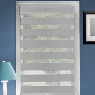 Achim Home Décor Fensterrollo, kabellos, doppellagig, 91,4 cm Breite x 183,9 cm Länge, Grau meliert, lichtfilternde Vinyl-Fenster-Sichtschutzrollos für Schlafzimmer und Esszimmer