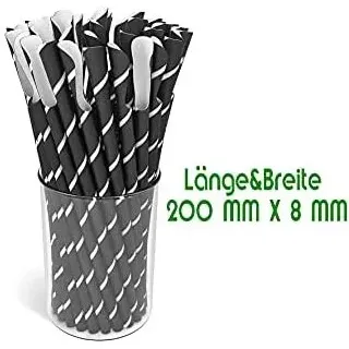 125 Stück Slush Eis Löffelstrohhalme Papier Strohhalme Kompostierbar Plastikfrei 200 MM X 8 MM Löffel Eiskaffee