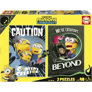Educa - Puzzle 2x500 Teile Minions Fuer Erwachsene | Zwei lustige Motive mit Praezisionszuschnitt und exakter Passform dazu | Ab 11 Jahren (20590)