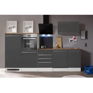 Respekta Küchenzeile Gabriel 290 cm Grau Hochglanz