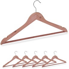 Bild Kleiderbügel Zedernholz, 6 Stück, Mottenschutz im Kleiderschrank, edles Design, eingekerbt, B: 44 cm, Natur