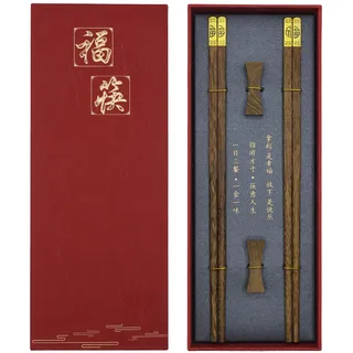 Essstäbchen, 2 Paar Holz Essstäbchen Wiederverwendbare Chinesische Stäbchen ,Sushi Stäbchen Set Chopsticks Aus Wengeholz,Mit 2 Essstäbchenablage, Chopstick Geschenkset