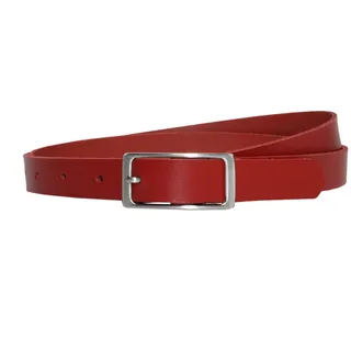 Vascavi Ledergürtel, 2 cm breit, Made in Germany, echt Leder Gürtel für Damen, als Hüftgürtel, kürzbar (105 cm Gesamtlänge 115 cm, Rot)