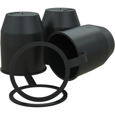 AUPROTEC Schutzkappe Anhängerkupplung mit Sicherungsring Kugelschutzkappe Abdeckkappe mit Schlaufe für Auto Kugelkopf-Kupplung schwarz 3er-Set