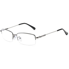 Fullwosing Blaulichtfilter Brille Kurzsichtig -0.50 bis -6.00 Dioptrien Halbrand Metall Fernbrille Damen Herren(-6.00,Metallisch)