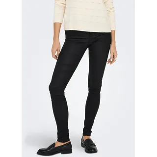 Lederimitathose ONLY "ONLANNE K MID WAIST COATED PNT NOOS", Damen, Gr. XL (42), Länge 34, schwarz, Web, Obermaterial: 77% Viskose, 20% Nylon, 3% Elasthan, leicht glänzend, sehr figurbetont lang, Hosen Lederimitathose