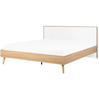 Beliani Bett mit Lattenrost 180x200 cm Heller Holzfarbton Serris , Hellbraun , Holzwerkstoff , 180x200 cm , Schlafzimmer, Betten