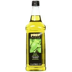 PREP PREMIUM Basilikumöl 1 x 1000 ml PET - Infused Oil natürliches Basilikumaroma für Fisch, Geflügel, Gemüsegerichte oder Salatdressings, Olivenöl mit Basilikum