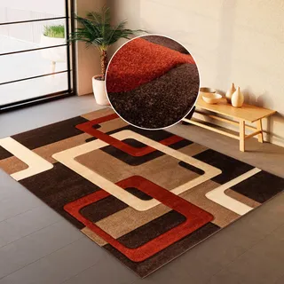 MY HOME Teppich MY HOME "Maxim" Gr. 1, braun (kastanie, braun), B:60cm H:13mm L:90cm, Kunstfaser, Teppiche, Teppich, Hoch-Tief-Effekt, Kurzflor, 3D-Design, Kundenliebling