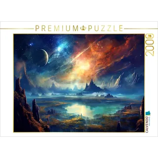 CALVENDO Puzzle Science Fiction - Reise zu fremden Planeten - Wilde Oberfläche | 2000 Teile Lege-Größe 90x67cm Foto-Puzzle für glückliche Stunden