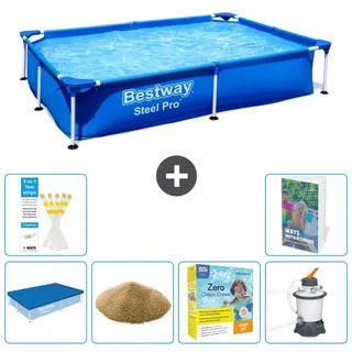 Bestway Steel Pro Rechteckig - 221x150x43 cm - 7-teilig S170 - Blau