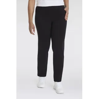 Schlupfhose KJBRAND "Schlupfhose Susie in Bi-Stretch, Kammgarnoptik", Damen, Gr. 50, N-Gr, schwarz, Web, Obermaterial: 63% Polyester, 35% Viskose, 2% Elasthan, bequem knöchelfrei, Hosen Schlupfhose, Sommerhose, ideal für kräftige Oberschenkel