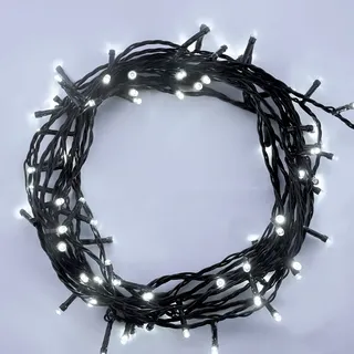 ANSIO® Lichterkette außen Innen 10m 100 LED lichterkette Weihnachtsbaum Lichtketten Strom Für Weihnachten, balkon, fenster, Weihnachtsdekoration | Kaltweiß Weihnachtsbeleuchtung | Grünes Kabel