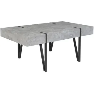 Beliani Couchtisch Betonoptik/schwarz rechteckig 60/100 cm Adena - Schwarz, Grau , Holzwerkstoff , 60x43x100 cm , Wohnzimmer, Wohnzimmertische, Couchtische