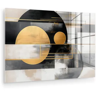 MuchoWow Acrylglasbild Abstrakt - Gold - Silber - Formen - Ästhetisch - Modern Wanddeko 60x40 cm , Goldfarben , Glas , Rechteckig , 60x40 cm , Bilder & Rahmen, Bilder, Acrylglasbilder