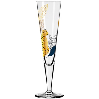 Ritzenhoff & Breker RITZENHOFF Champagnerglas 200 ml - Serie Goldnacht Nr. 33 - Gepard-Motiv mit Echt-Gold - Made in Germany