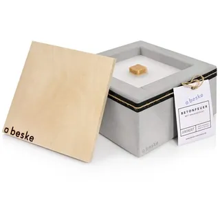 betonfeuer Betonfeuer® - Das Original der Beske-Manufaktur | Modell 'Kula' | 20 x 20 x 11 cm mit Dauerdocht | Wiederbefüllbare Fackel | Unendliche Brenndauer | Recycling von Kerzenwachs