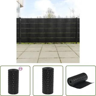 The Living Store Balkon-Sichtschutze 10 Stk. Schwarz 255x19 cm Poly Rattan
