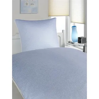 elegante Mako-Satin Hamburger Streifen 2460 - Farbe: Blau-Weiss - 2, 80/80 135/200 cm - Blau