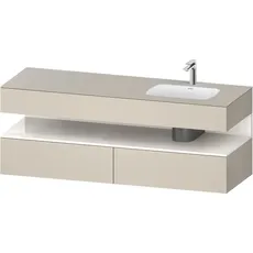 Duravit Qatego Einbauwaschtisch mit Konsolenwaschtischunterbau, 1600x550x600mm, Nische Weiß Hochglanz, Becken rechts, QA4796022, Farbe: Taupe Supermatt/mit Nischenbeleuchtung