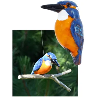 Midene Keramik Gartendeko für Draußen, Wetterfest, Handgefertigt - Garten Deko Keramik - Vogel Gartenfiguren & Gartenstatuen - Eisvogel